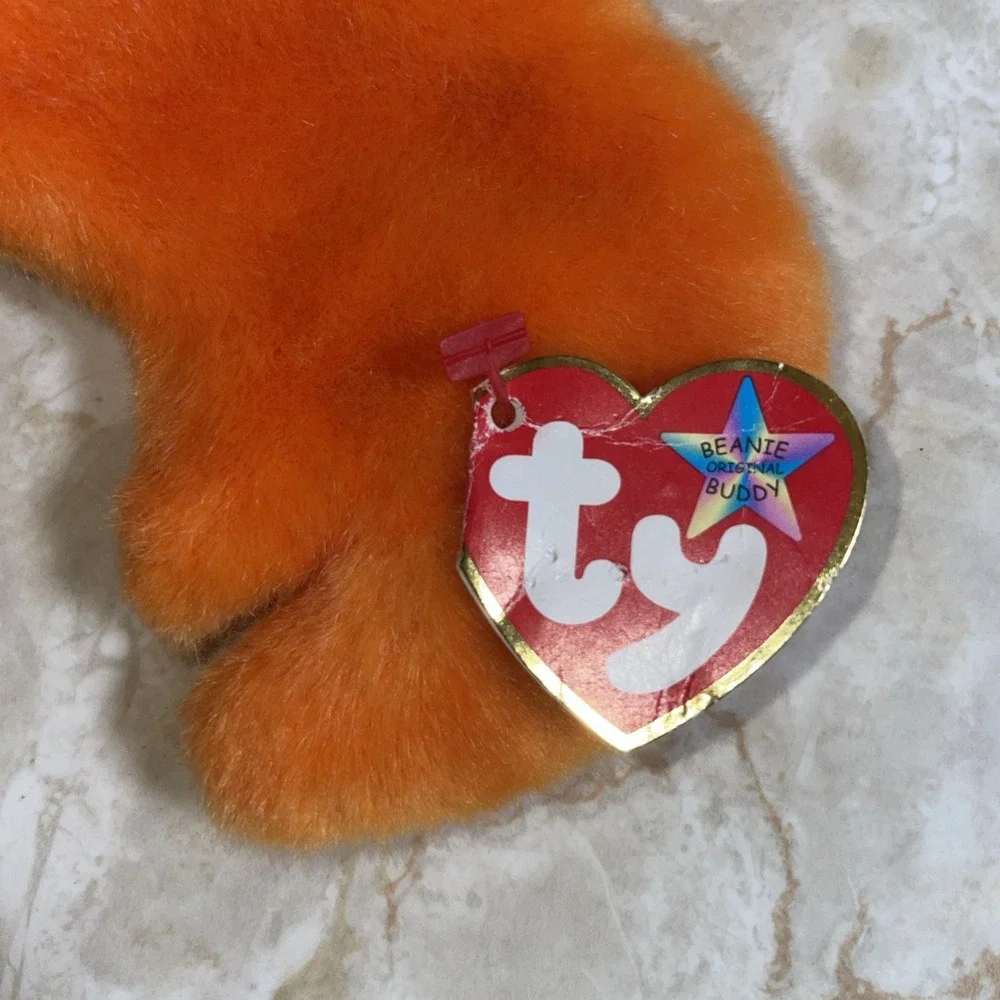 Vintage Error Rare Retired 1999 TY Digger Beanie‎ Buddies Orange Crab 15